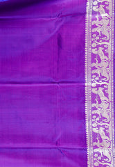 Purple Baluchari Pure Silk Saree with Blouse Piece