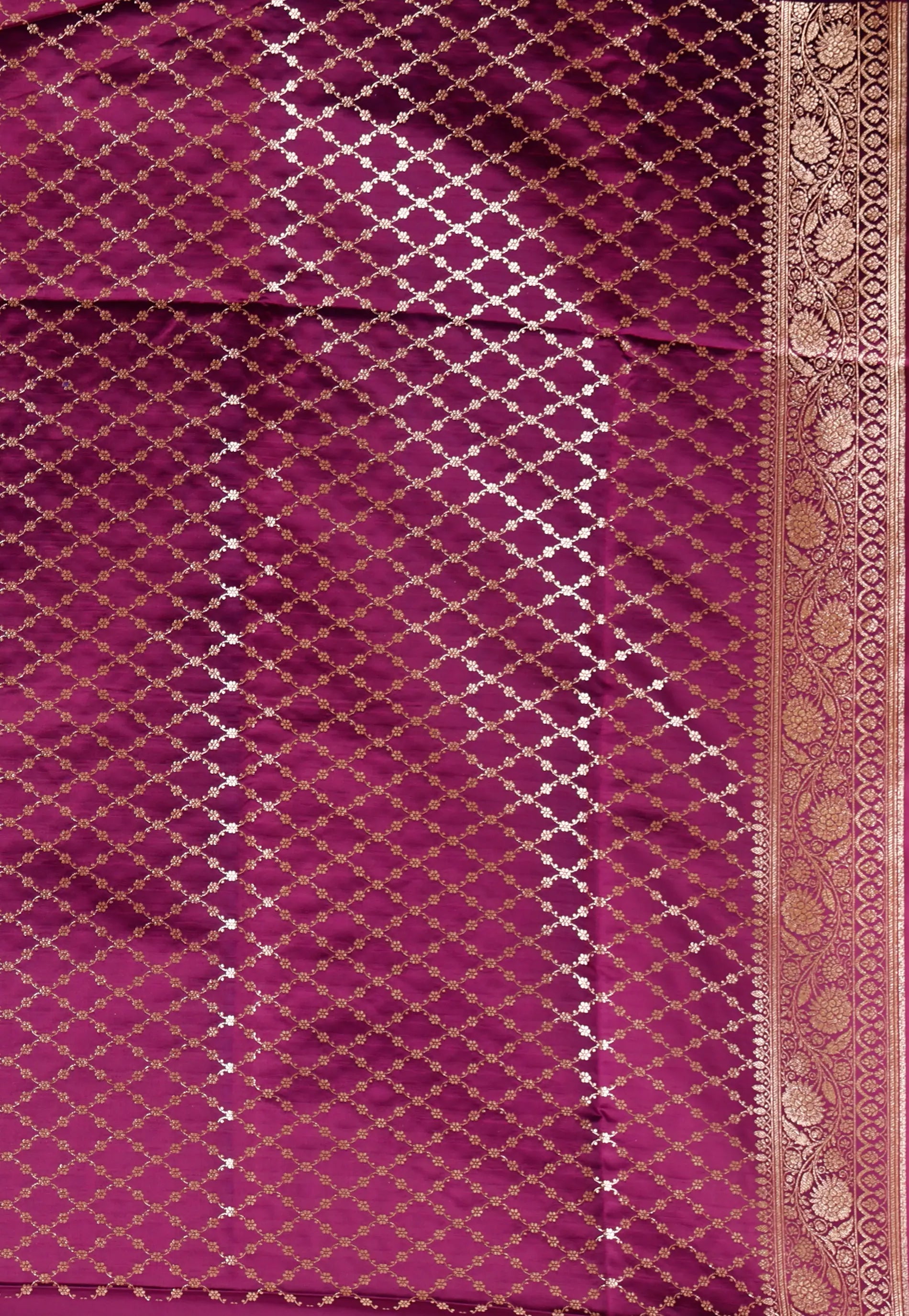 Magenta Wedding Banarasi Silk Saree with Blouse Piece