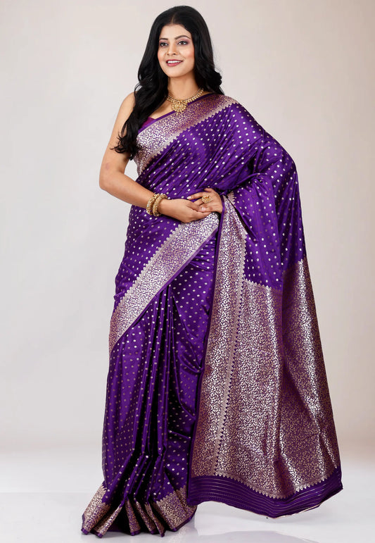 Purple Mashru Silk Saree with blouse Piece