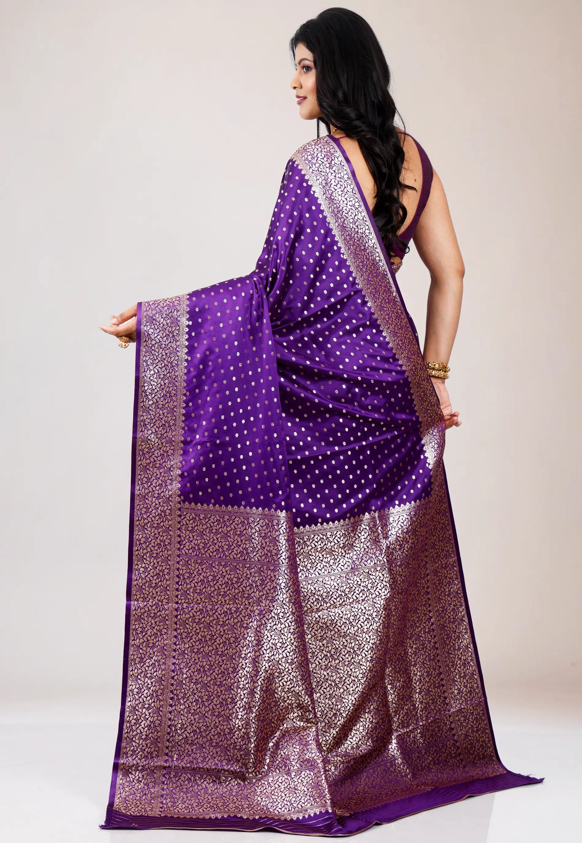 Purple Mashru Silk Saree with blouse Piece