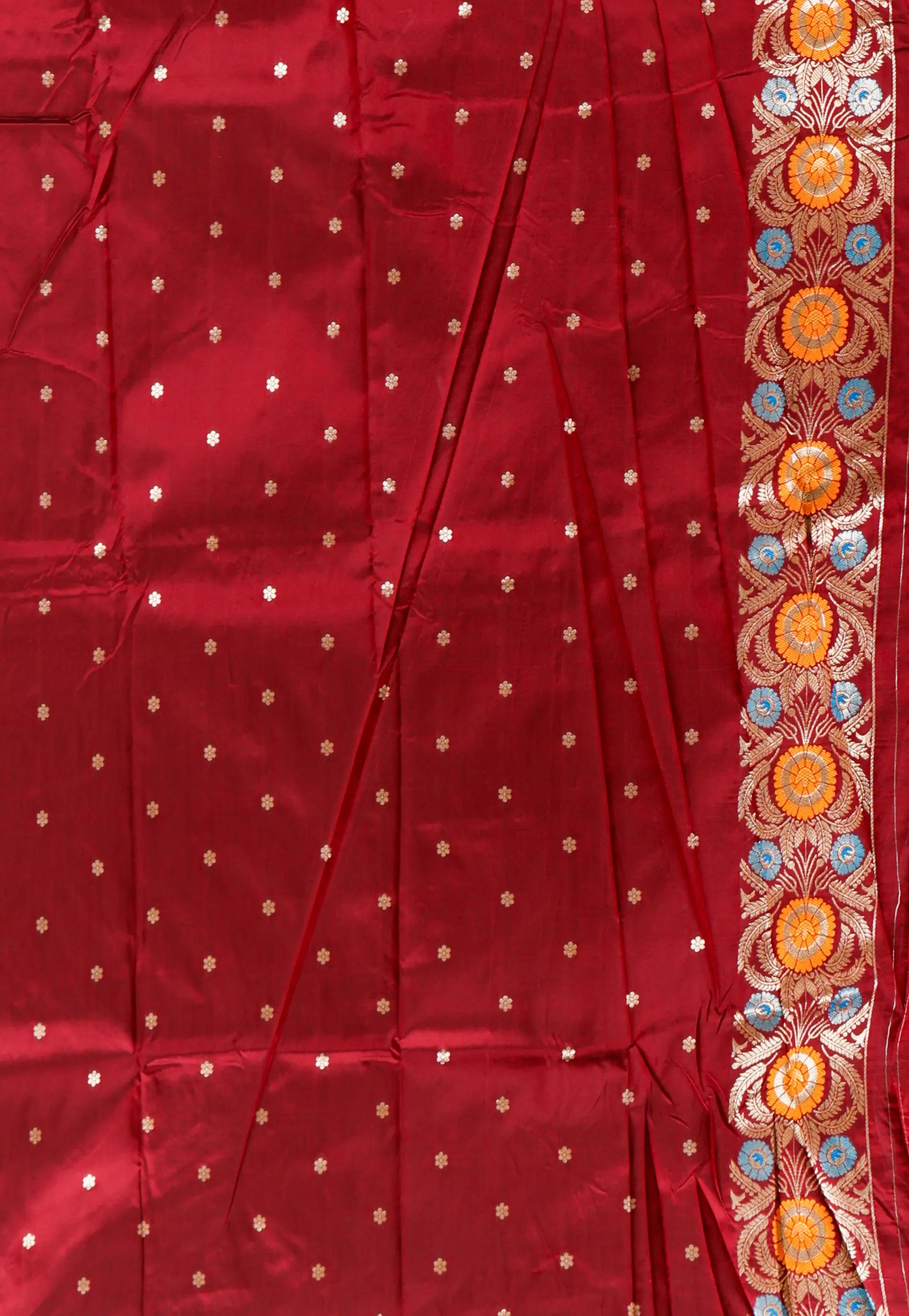 Maroon Minakari Kanjivaram Silk Saree With Blouse Piece