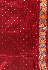Maroon Minakari Kanjivaram Silk Saree With Blouse Piece