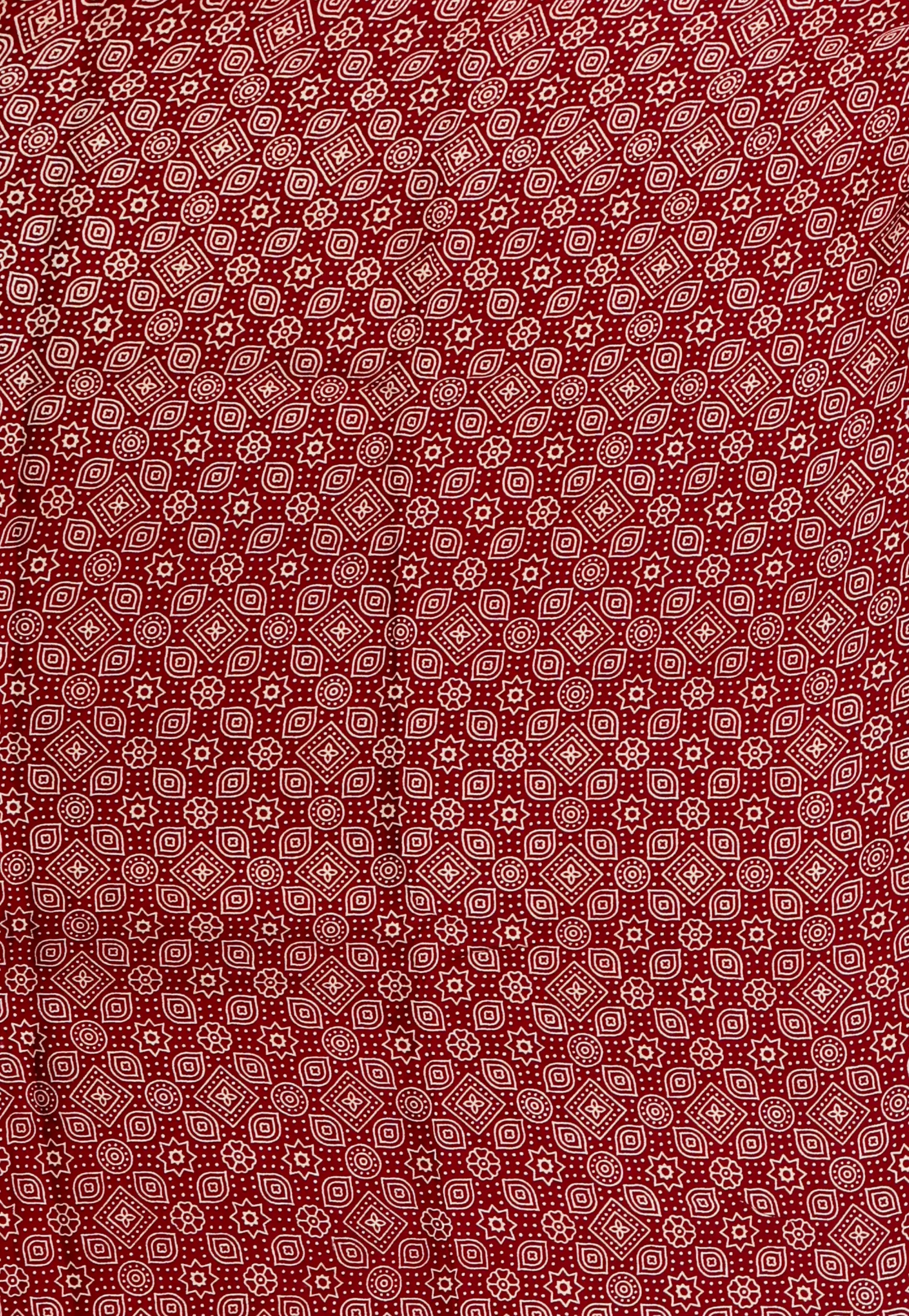 Maroon Ajrakh Print in Modal Silk Saree With Blouse Piece