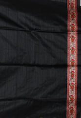 Black Colour with Red Border Tussar Silk with Bloue Piece