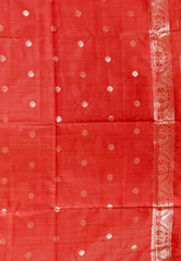Tussar Colour Silk with Red Border Tussar with Blouse Piece