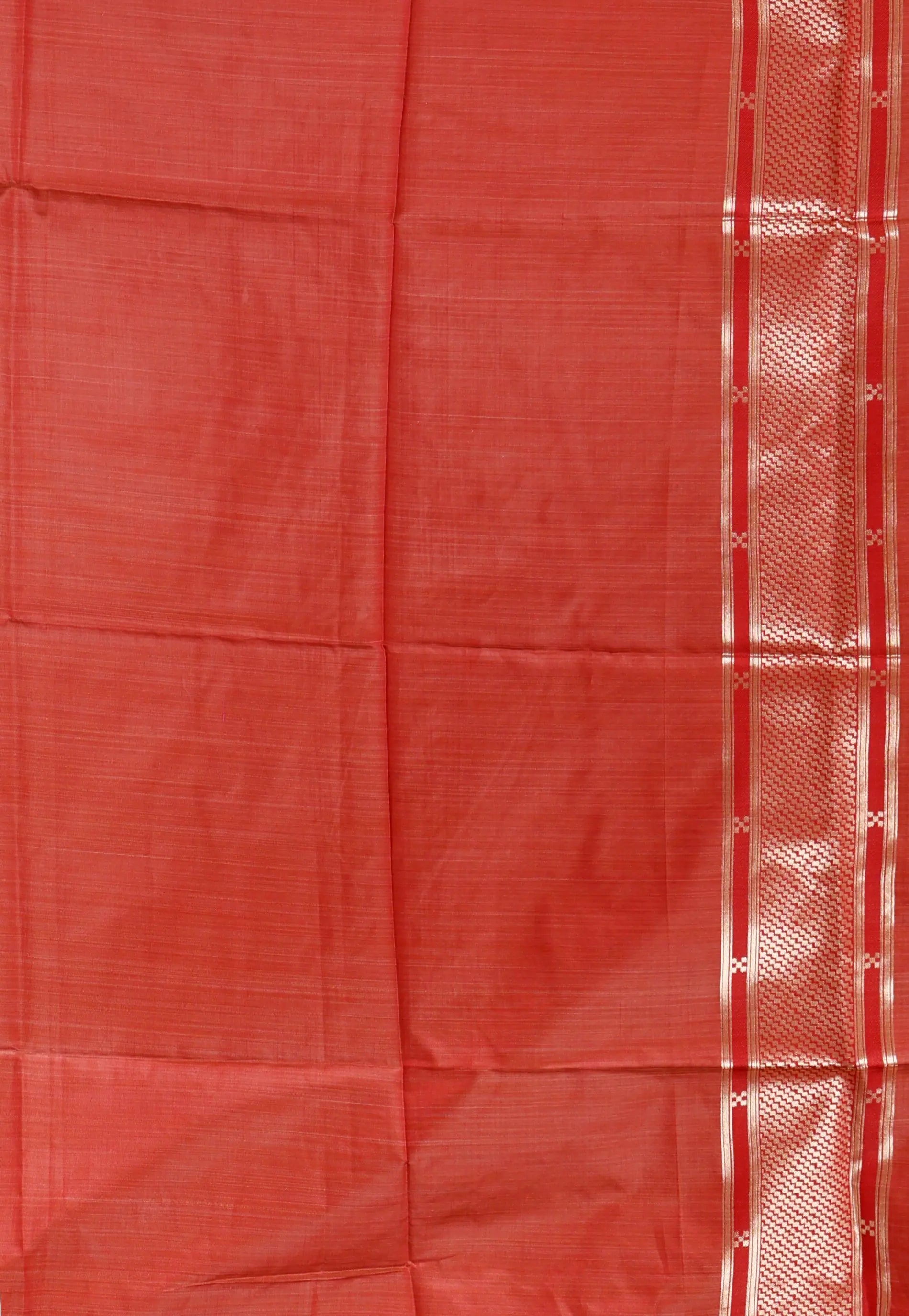 Tussar Colour Silk with Red Border Tussar with Blouse Piece