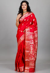 Red Baluchari Pure Silk Saree with Blouse Piece