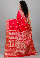 Red Baluchari Pure Silk Saree with Blouse Piece