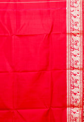 Red Baluchari Pure Silk Saree with Blouse Piece