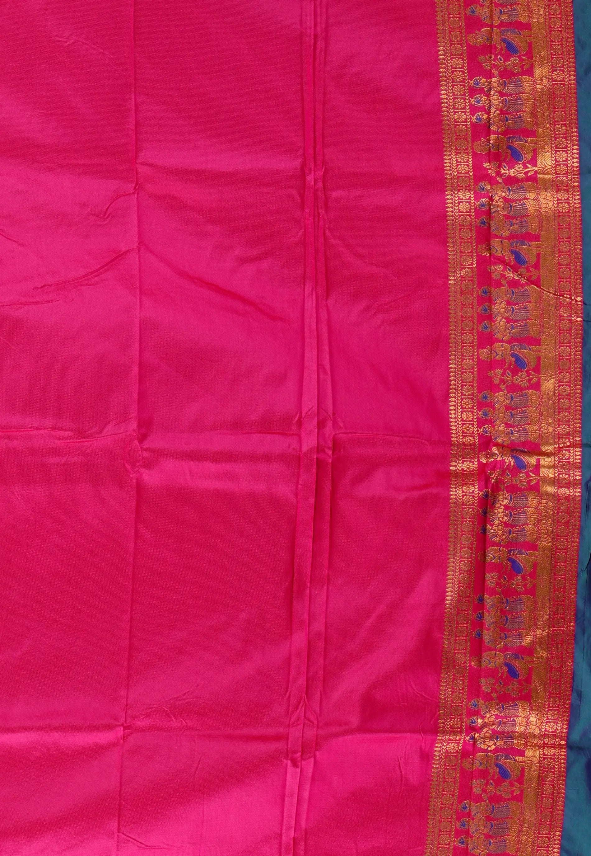 Peacock Blue Baluchari Silk Saree with Blouse Piece