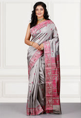 Grey Baluchari Pure Silk Saree with Blouse Piece
