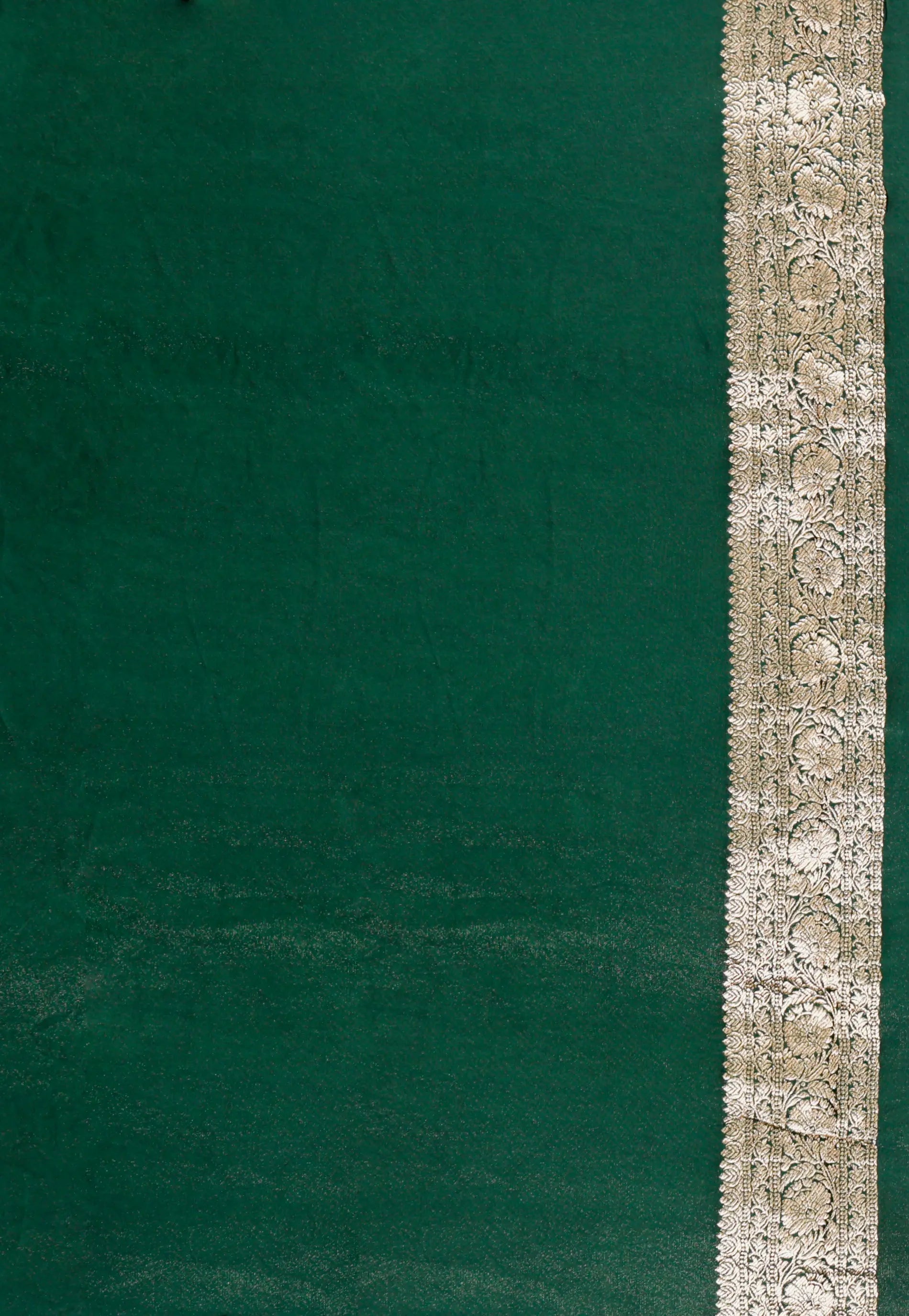 Bottle Green Mashru Silk Saree with Blouse Piece