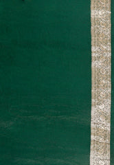 Bottle Green Mashru Silk Saree with Blouse Piece