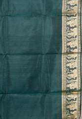 Bottle Green Baluchari Pure Silk Saree with Blouse Piece