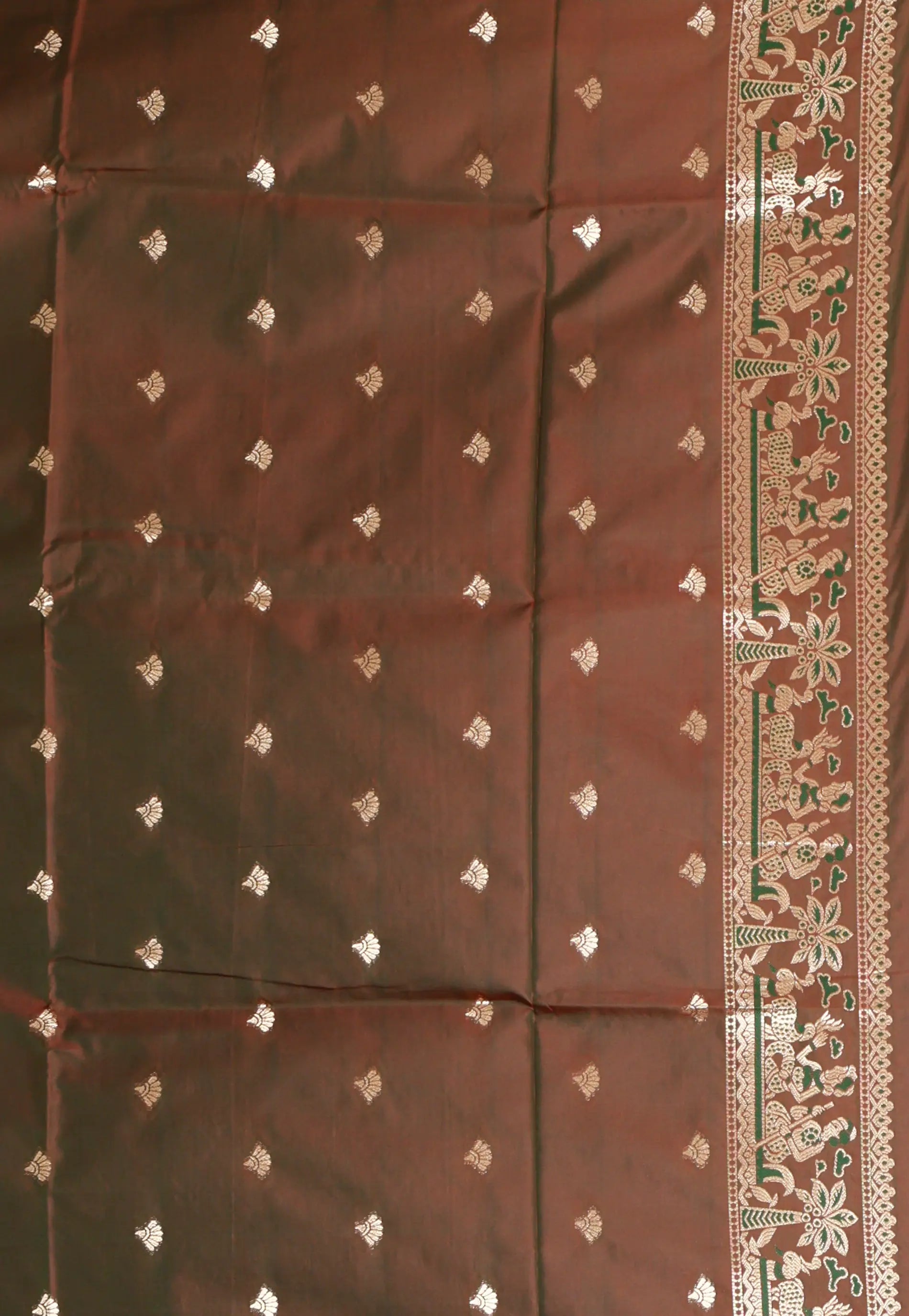 Dual Shades of Brown Baluchari Silk Saree with Blouse Piece