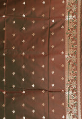 Dual Shades of Brown Baluchari Silk Saree with Blouse Piece