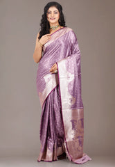 Purple Mashru Silk Saree with Blouse Piece