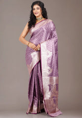 Purple Mashru Silk Saree with Blouse Piece