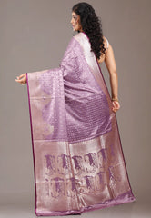 Purple Mashru Silk Saree with Blouse Piece