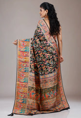 Black Kani Silk Saree With Blouse Piece
