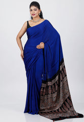 Royal Blue Modal Silk Saree With Blouse Piece