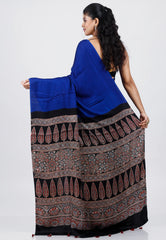 Royal Blue Modal Silk Saree With Blouse Piece