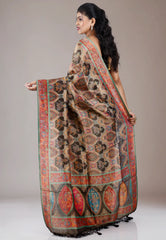 Multi Colour Kani Silk Saree With Blouse Piece