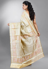 Golden  Tissue Kanjivaram Silk Saree With Blouse Piece