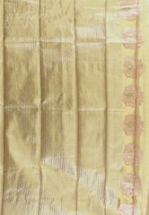 Golden  Tissue Kanjivaram Silk Saree With Blouse Piece