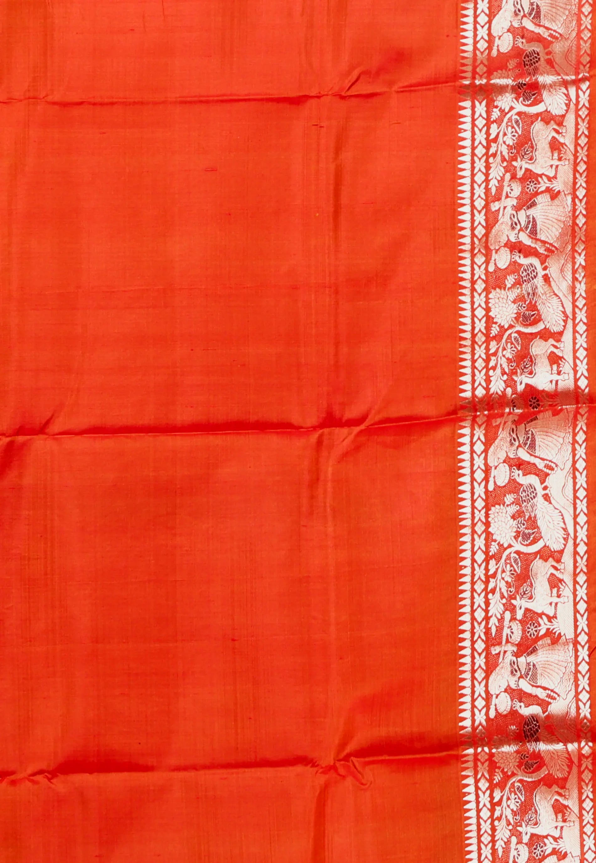 Orange Baluchari Pure Silk Saree with Blouse Piece