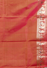 Dual Shades of Red Baluchari Pure Silk Saree with Blouse Piece