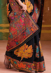 Black Kani Silk Saree with Blouse Piece - Adi Akshoy & Co.