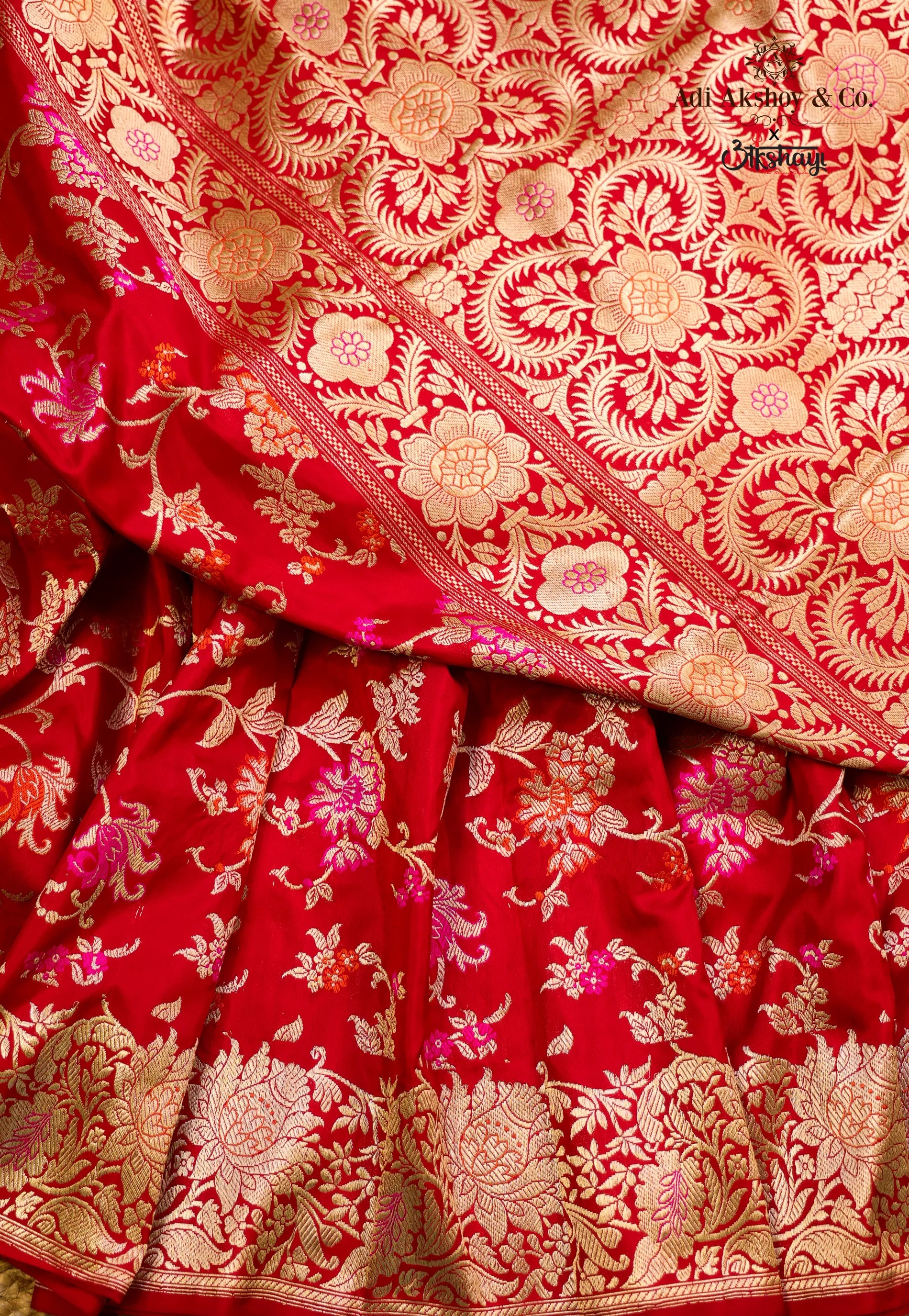 Red Pure Exclusive Kadwa Katan Silk Saree with Blouse Piece - Adi Akshoy & Co.