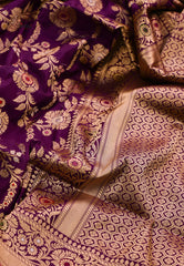 Magenta Pure Exclusive Kadwa Katan Silk Saree with Blouse Piece - Adi Akshoy & Co.