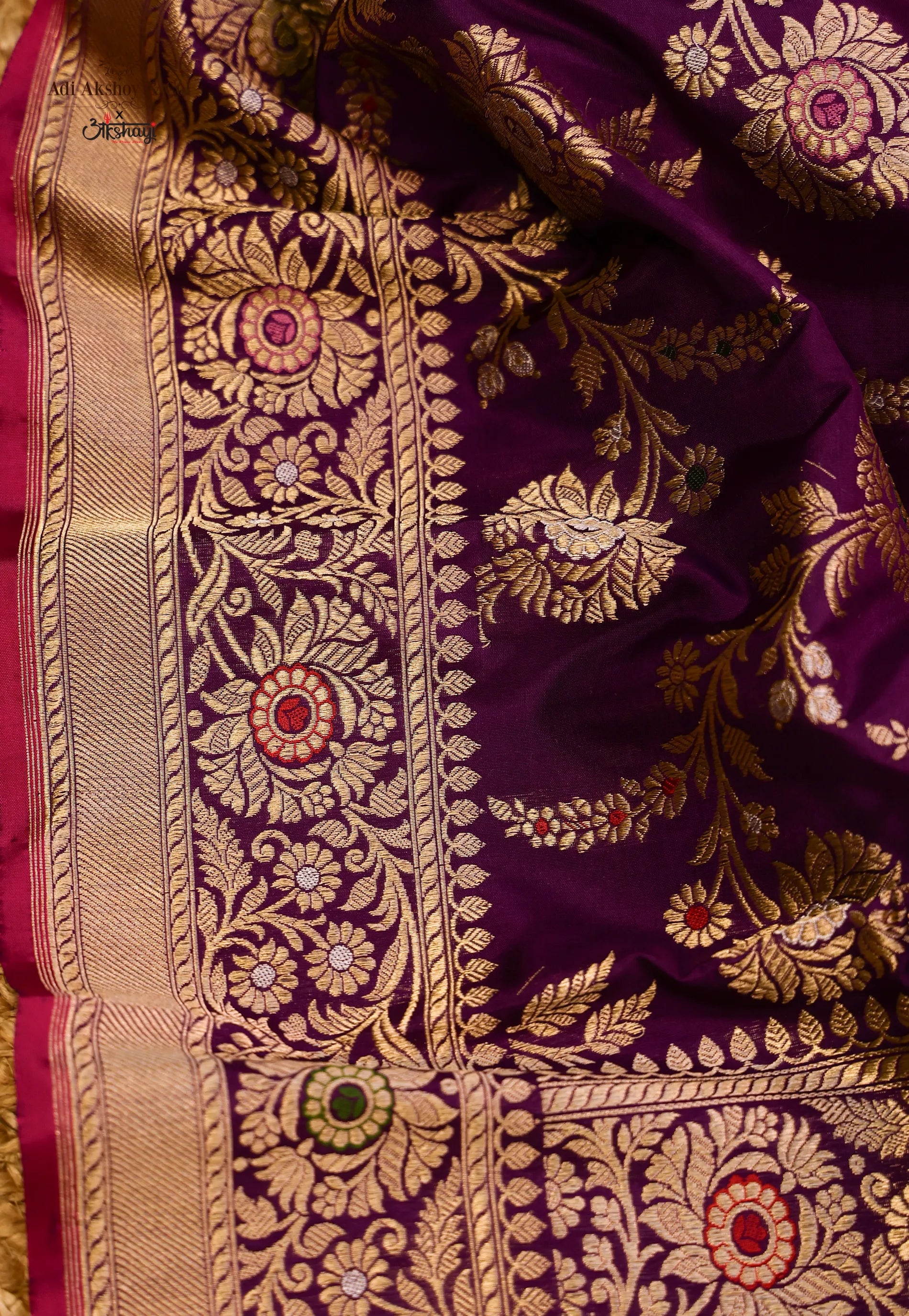 Magenta Pure Exclusive Kadwa Katan Silk Saree with Blouse Piece - Adi Akshoy & Co.