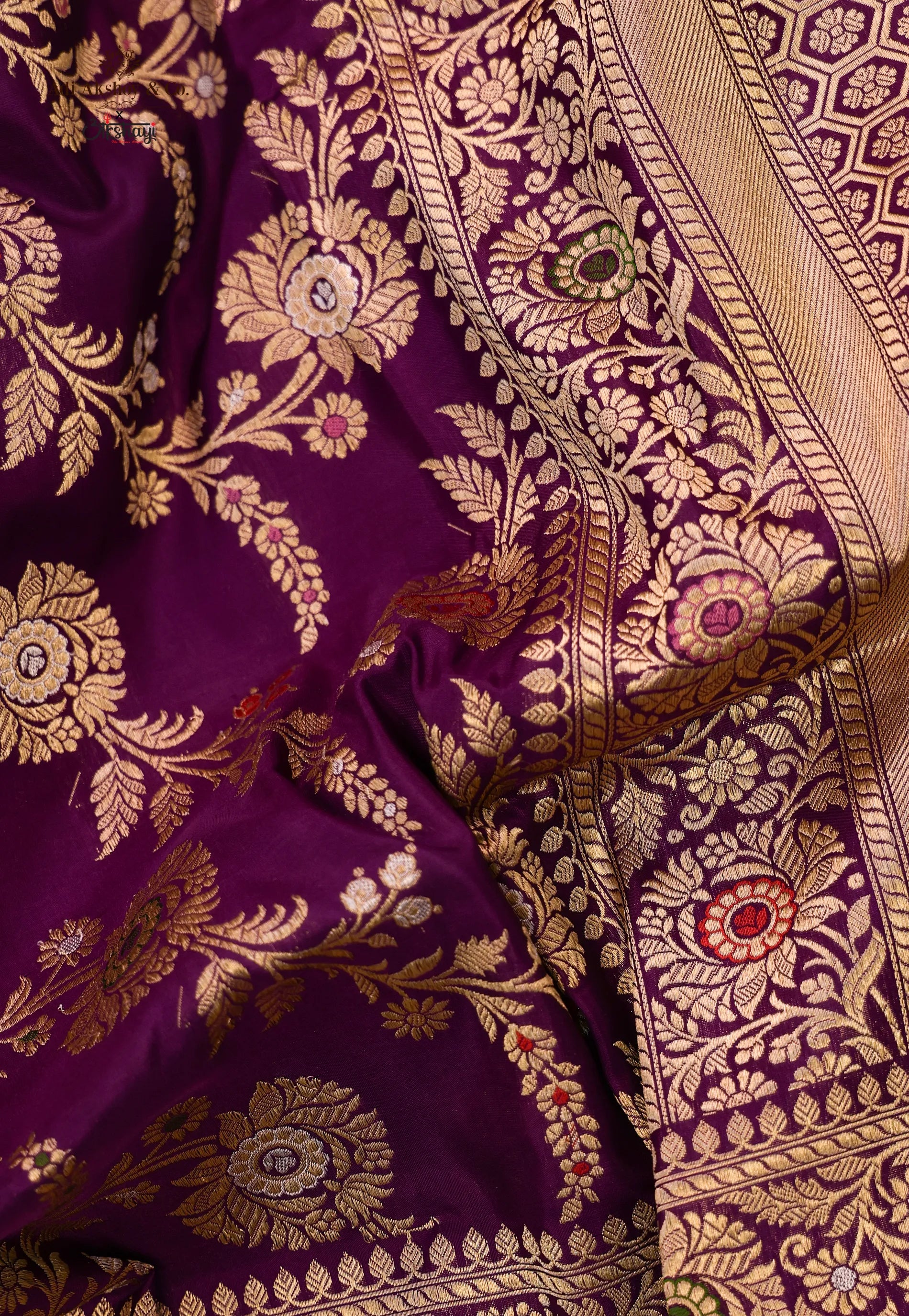 Magenta Pure Exclusive Kadwa Katan Silk Saree with Blouse Piece - Adi Akshoy & Co.
