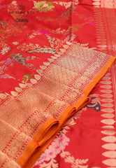 Red Pure Exclusive Kadwa Katan Silk Saree with Blouse Piece - Adi Akshoy & Co.