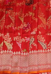 Red Pure Exclusive Kadwa Katan Silk Saree with Blouse Piece - Adi Akshoy & Co.