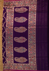 Purple Pure Exclusive Kadwa Katan Silk Saree with Blouse Piece  - Adi Akshoy & Co.