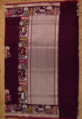 Magenta Pure Exclusive Kadwa Katan Silk Saree with Blouse Piece - Adi Akshoy & Co.