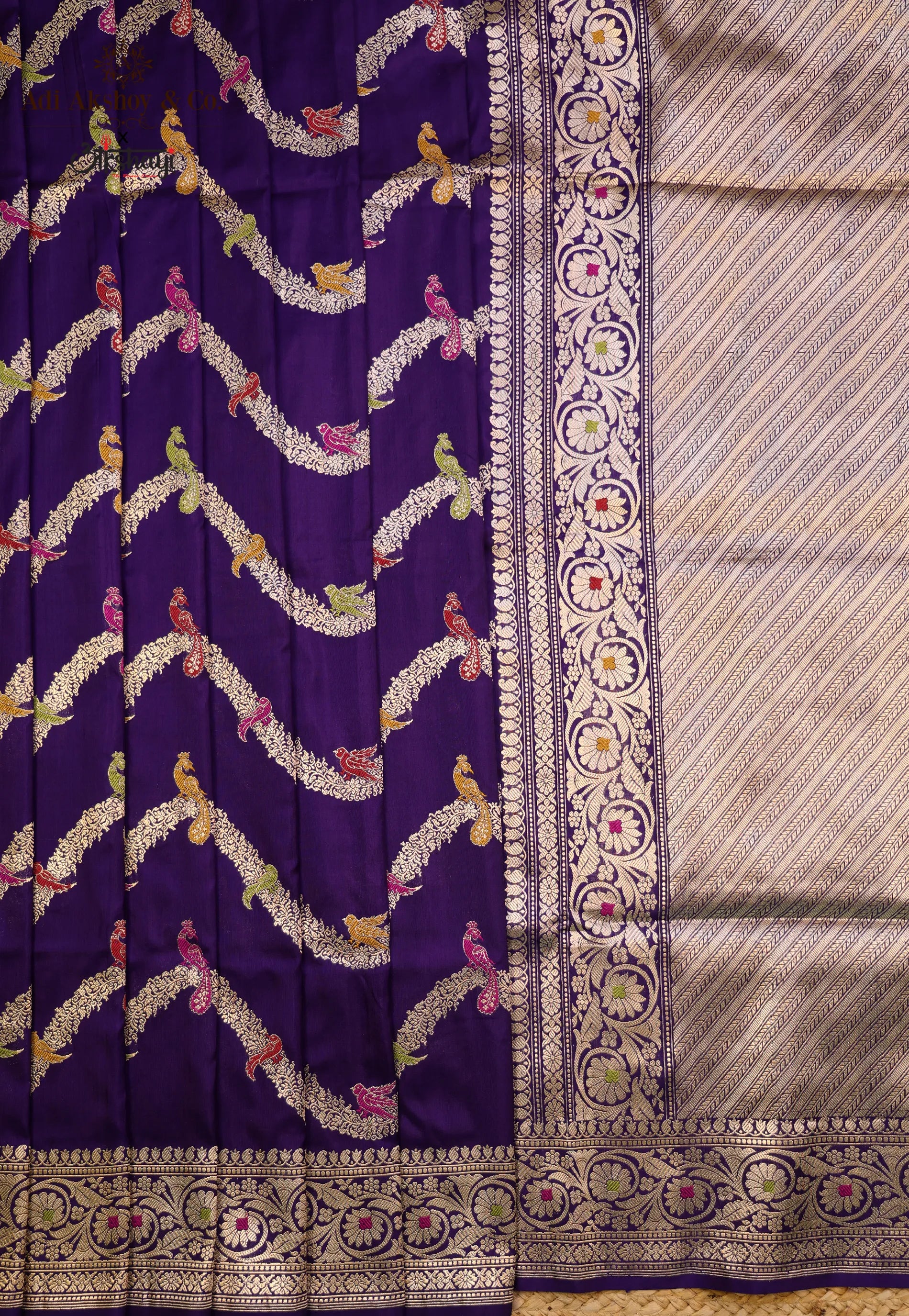 Purple Pure Exclusive Kadwa Katan Silk Saree with Blouse Piece - Adi Akshoy & Co.