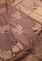 Pastel Mauve Pure Exclusive Kadwa Katan Silk Saree with Blouse Piece - Adi Akshoy & Co.