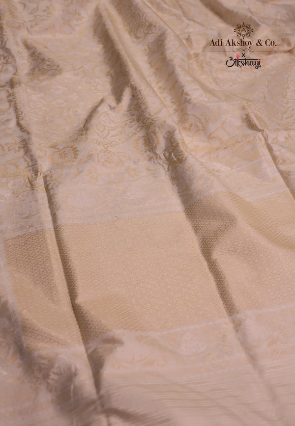 Cream Beige Colour Pure Exclusive Kadwa Katan Silk Saree with Blouse Piece - Adi Akshoy & Co.