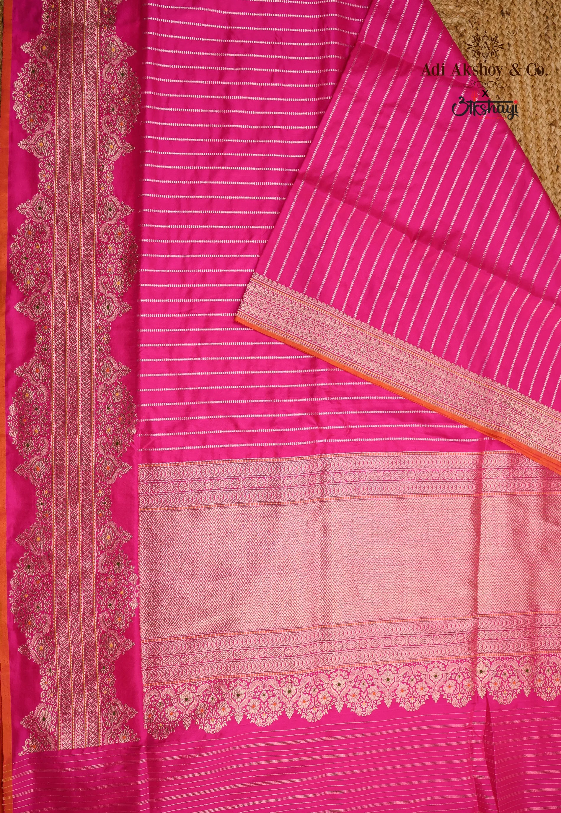 Rani Pink Pure Exclusive Kadwa Katan Silk Saree with Blouse Piece - Adi Akshoy & Co.
