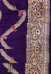 Purple Pure Exclusive Kadwa Katan Silk Saree with Blouse Piece - Adi Akshoy & Co.