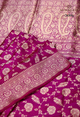 Magenta Pure Exclusive Kadwa Katan Silk Saree with Blouse Piece - Adi Akshoy & Co.