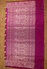 Magenta Pure Exclusive Kadwa Katan Silk Saree with Blouse Piece - Adi Akshoy & Co.