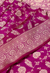 Magenta Pure Exclusive Kadwa Katan Silk Saree with Blouse Piece - Adi Akshoy & Co.