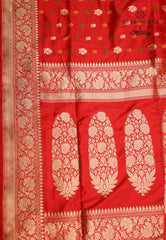 Red Pure Exclusive Kadwa Katan Silk Saree with Blouse Piece - Adi Akshoy & Co.