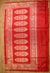 Red Pure Exclusive Kadwa Katan Silk Saree with Blouse Piece - Adi Akshoy & Co.